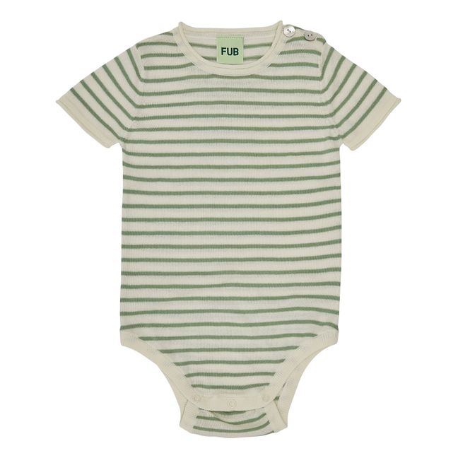 Body a maniche corte a righe in cotone organico | Salvia