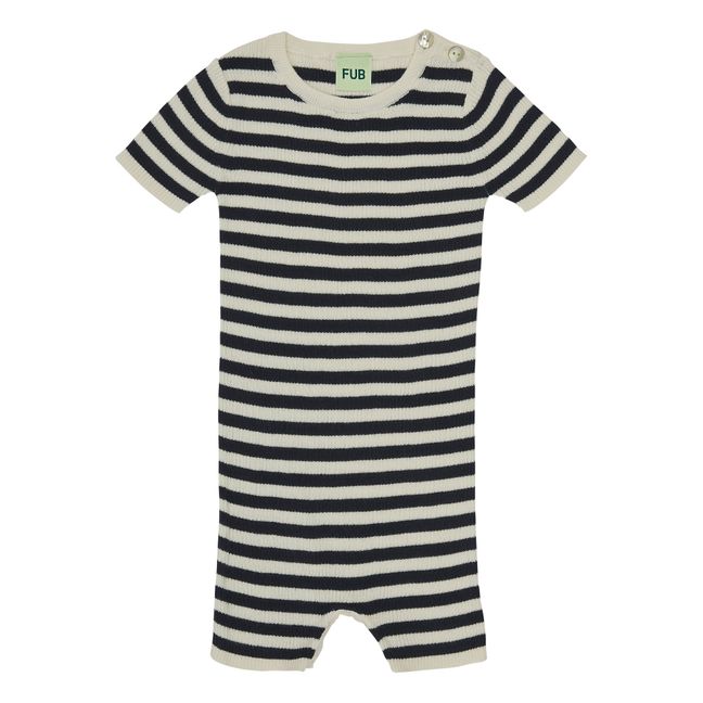 Tutina a righe in cotone organico | Blu marino