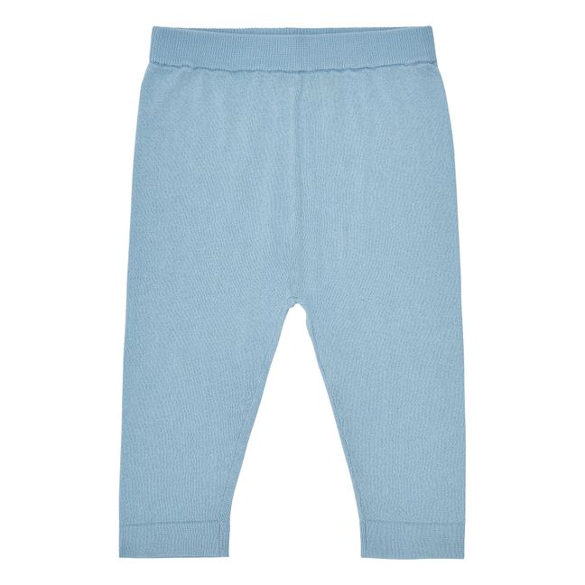 Organic Cotton Fine Knit Pants | Light blue