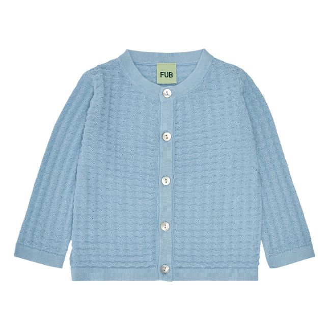Organic Cotton Structured Knit Cardigan | Light blue