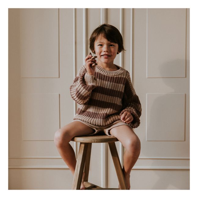 Pull Chunky Coton Bio Rayé | Marron