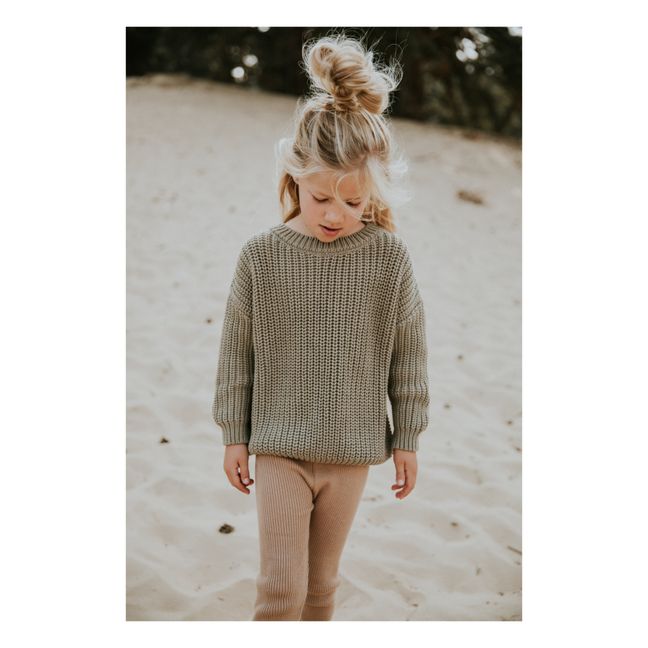 Kid's Sweater Beige Wool and Cashmere-Blend Mouliné Knit