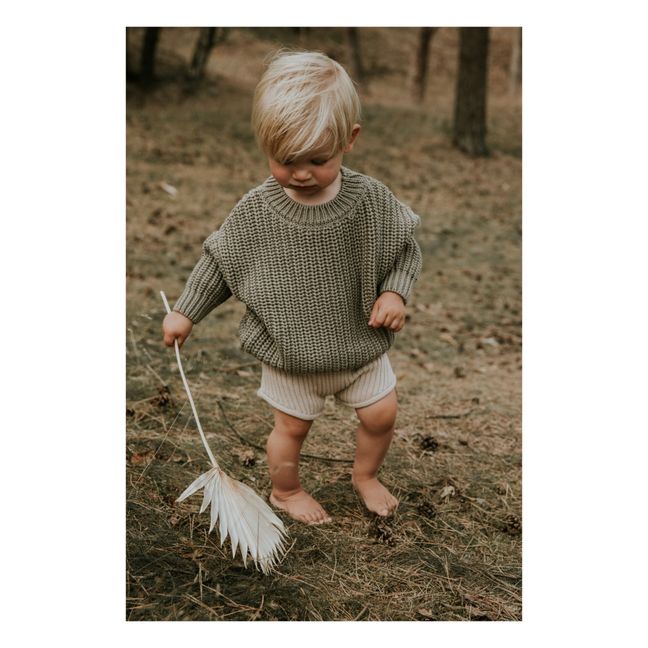 Kid's Sweater Beige Wool and Cashmere-Blend Mouliné Knit