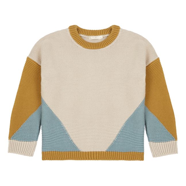 Pull Chunky Coton Bio Color Block | Beige