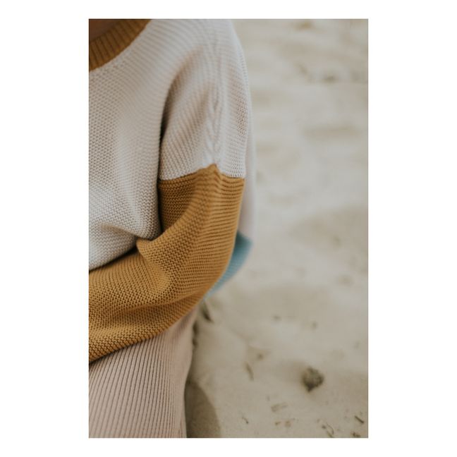 Pull Chunky Coton Bio Color Block | Beige