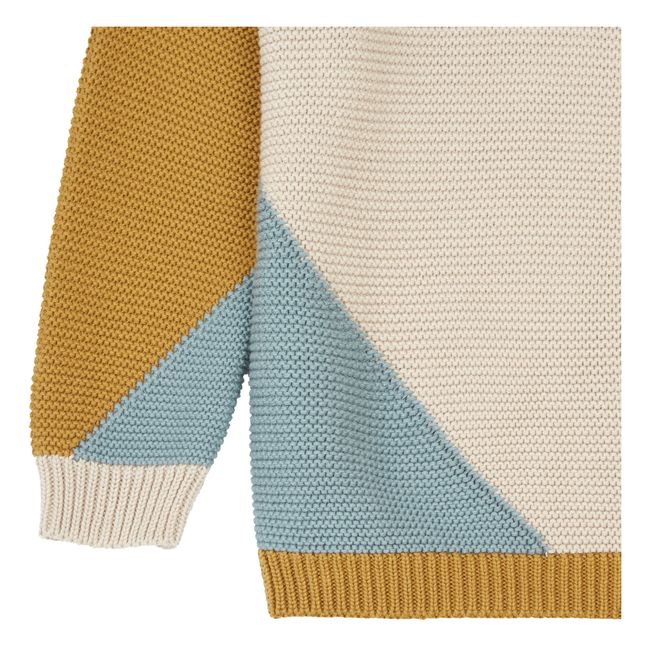 Color Block Organic Cotton Chunky Sweater | Beige
