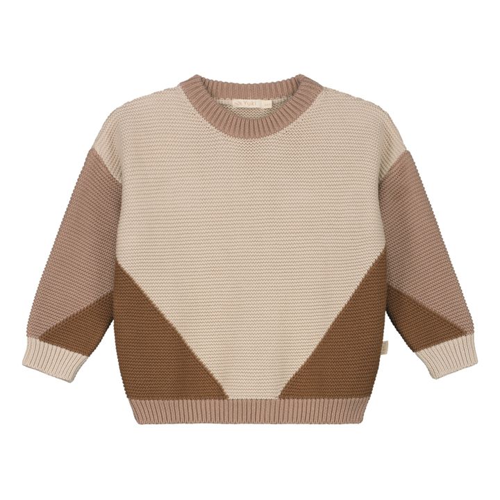 Yuki Chunky Organic Cotton Colour Block Jumper Brown Smallable