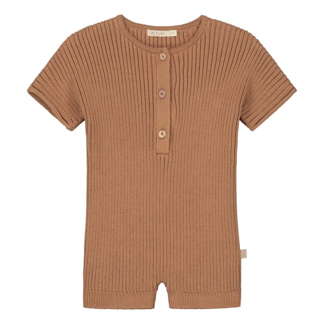 Combinaison Maille Ajourée Coton Bio | Camel