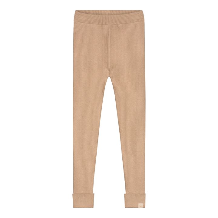 Yuki Organic Cotton Knit Leggings Beige Smallable