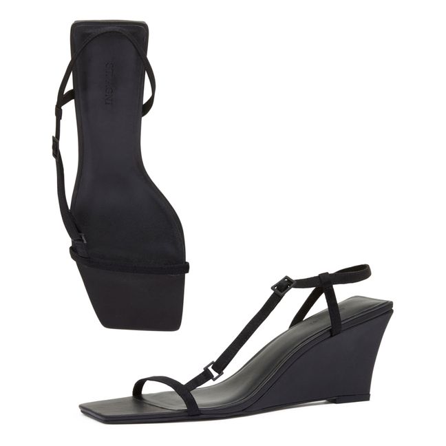 Sandales Brassière Wedge | Noir