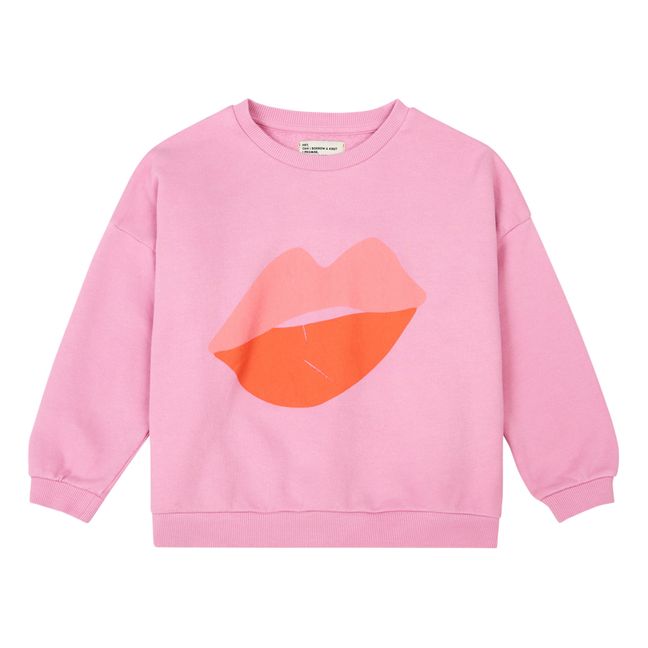 Kisses Organic Cotton Sweatshirt | Rosa Fushia