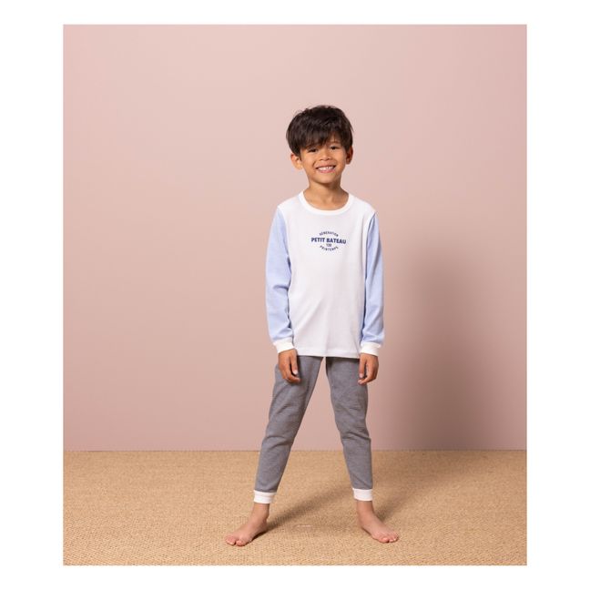 Tricolour Striped Pyjama Set | Blue