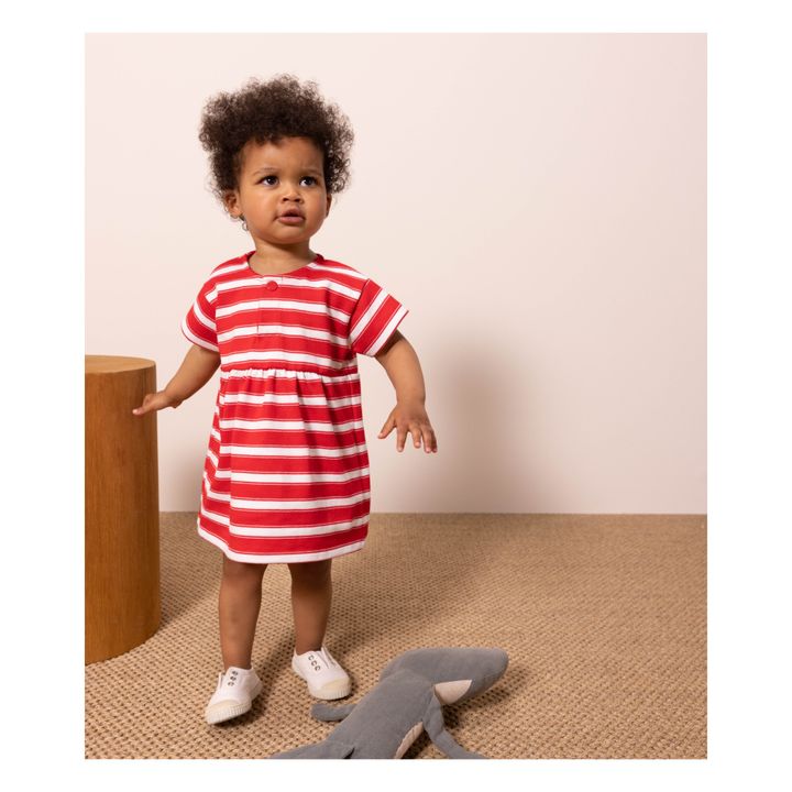 Striped Thick Jersey Short Sleeve Dress | Rojo- Imagen del producto n°1