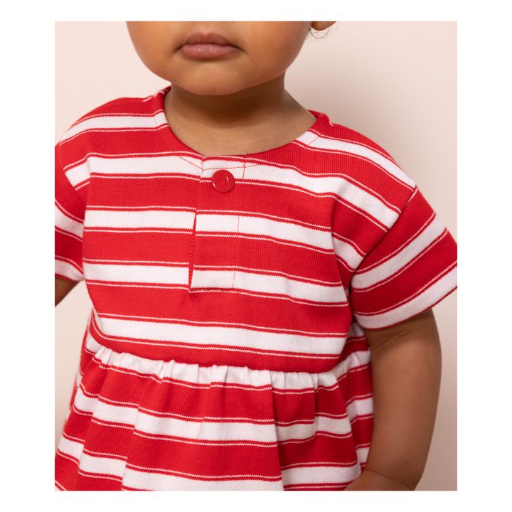 Striped Thick Jersey Short Sleeve Dress | Rojo- Imagen del producto n°2