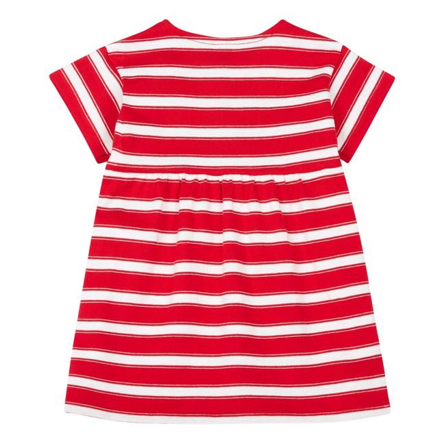Striped Thick Jersey Short Sleeve Dress | Red