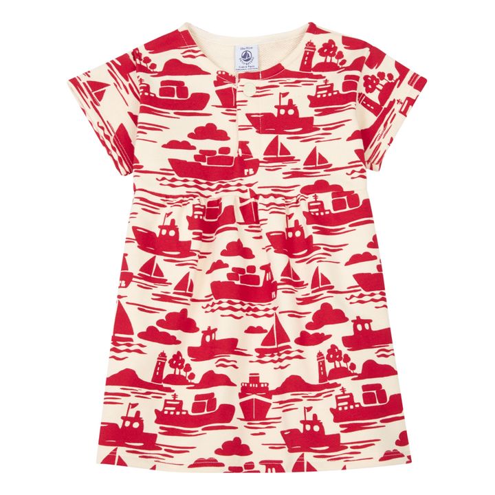Le Havre Organic Cotton Fleece Dress | Rojo- Imagen del producto n°0