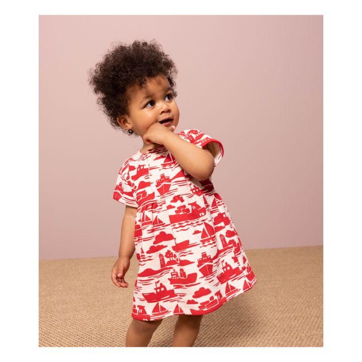 Le Havre Organic Cotton Fleece Dress | Rojo- Imagen del producto n°1
