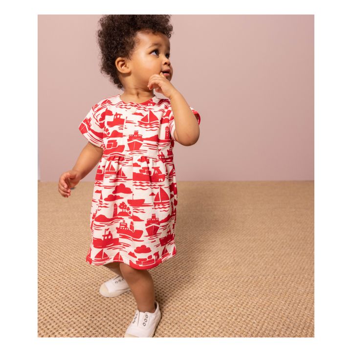 Le Havre Organic Cotton Fleece Dress | Rojo- Imagen del producto n°2