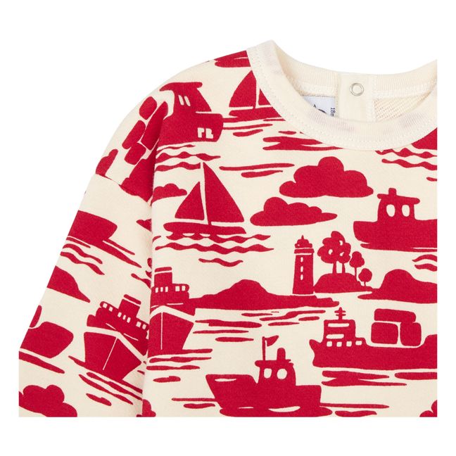 Sweatshirt aus Molton Le Havre Bio-Baumwolle | Rot