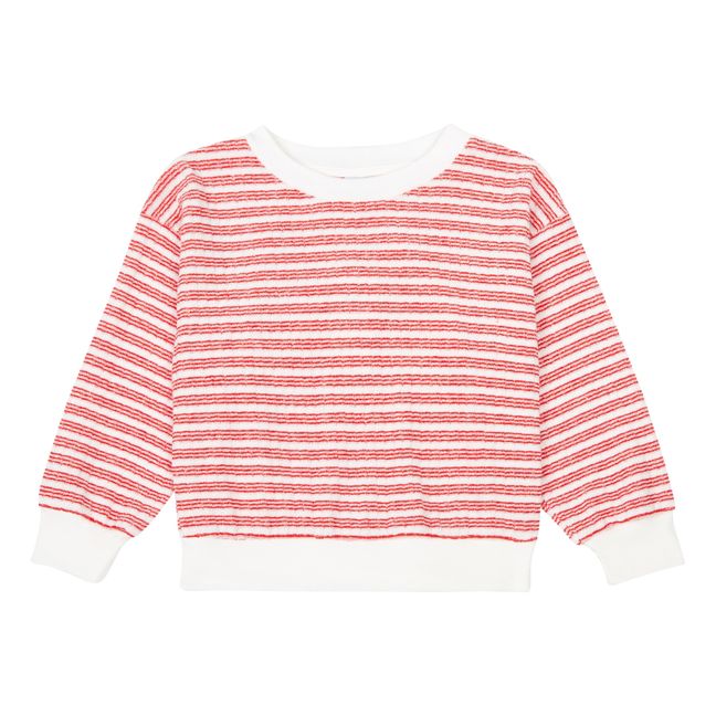 Striped Round Neck Organic Cotton Sweater | Red