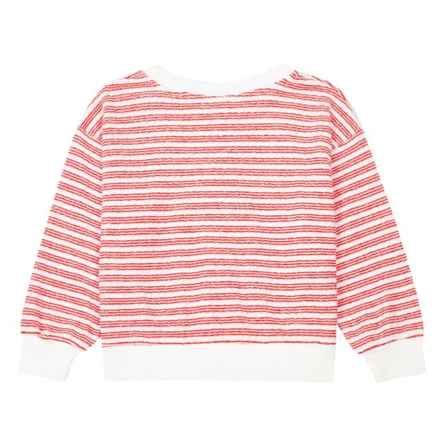 Striped Round Neck Organic Cotton Sweater | Red