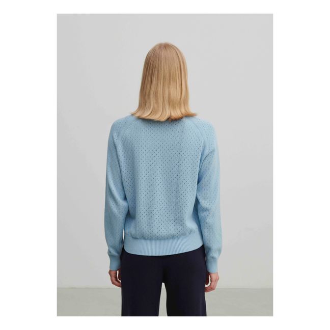 Jersey de punto pointelle de algodón orgánico - Colección Mujer | Azul Cielo