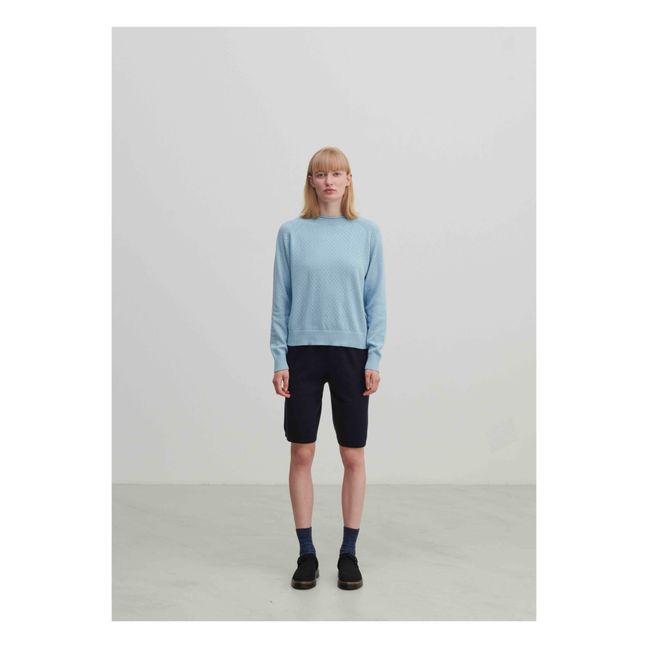Organic Cotton Pointelle Sweater - Women's Collection | Light blue