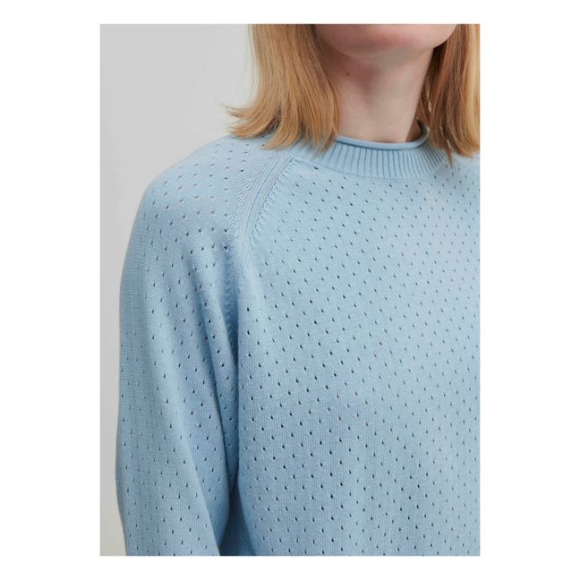 Jersey de punto pointelle de algodón orgánico - Colección Mujer | Azul Cielo