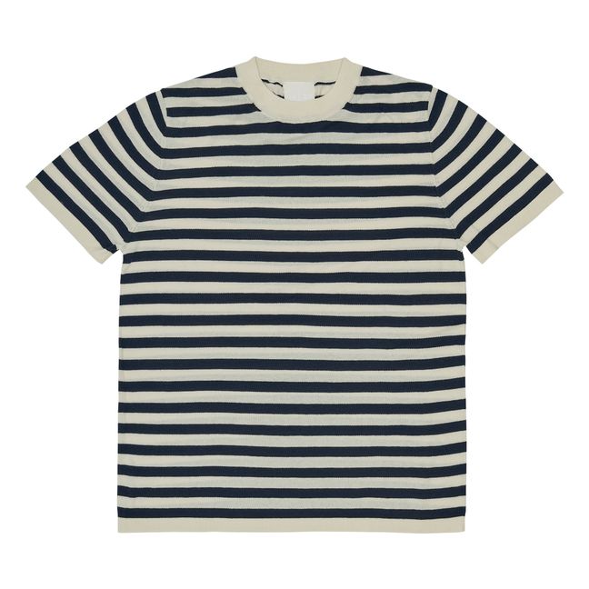 Camiseta a rayas de punto fino de algodón orgánico - Colección Mujer | Crudo