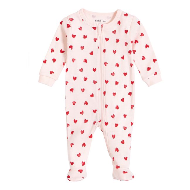 Organic Cotton Heart Pyjama Jumpsuit | Pink