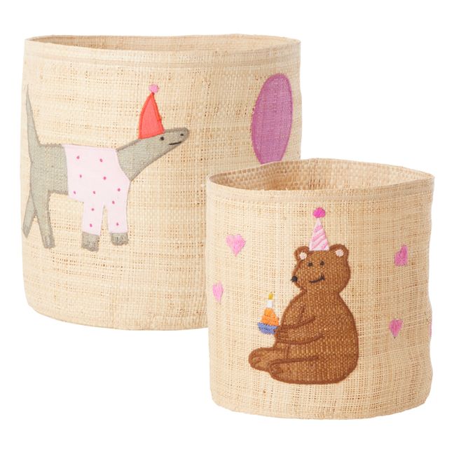 Panières de rangement Party animal - Set de 2 | Rose