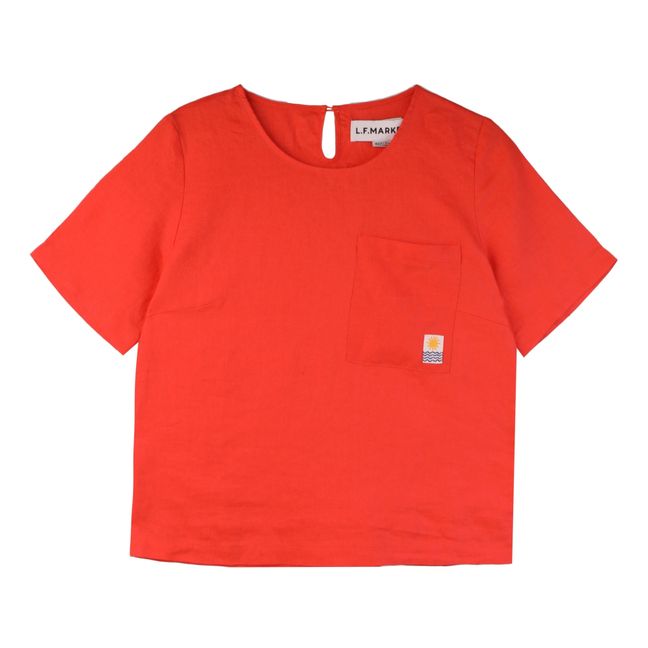 Basic Linen T-Shirt | Rojo Bermellón