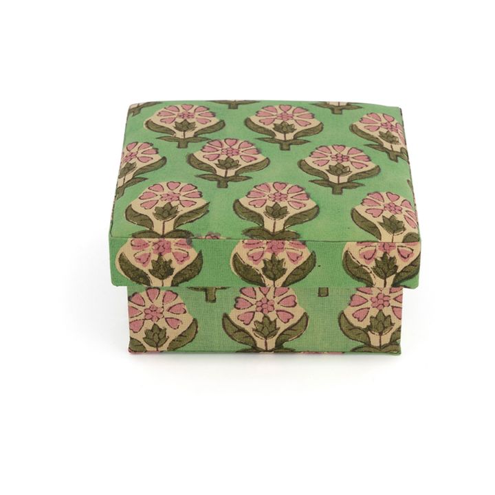 Cajas cuadradas de madera y algodón Emma - Juego de 2 | Verde- Imagen del producto n°0