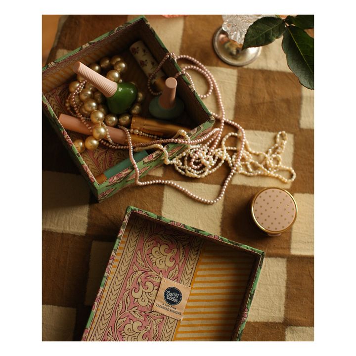Boîtes carrées Emma en bois et coton - set de 2 | Vert- Image produit n°2