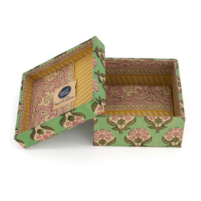 Boîtes carrées Emma en bois et coton - set de 2 | Vert