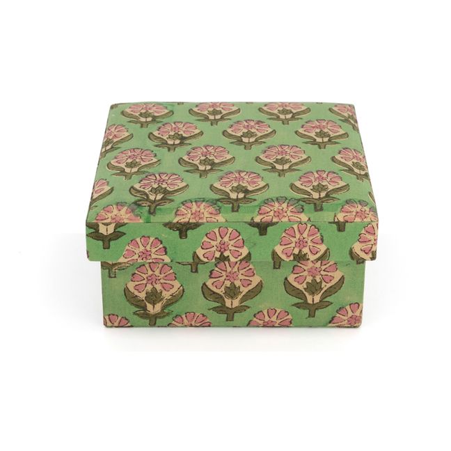 Cajas cuadradas de madera y algodón Emma - Juego de 2 | Verde