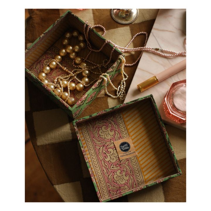 Cajas cuadradas de madera y algodón Emma - Juego de 2 | Verde- Imagen del producto n°5