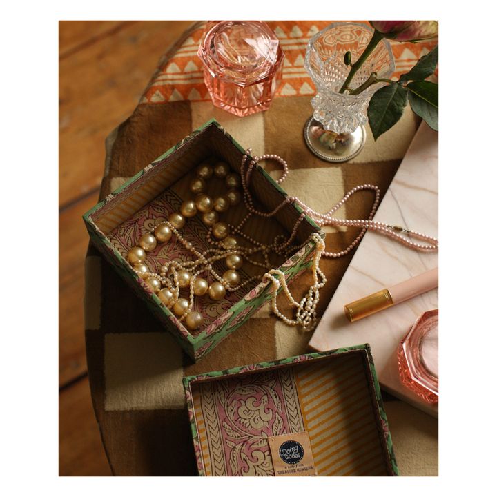 Boîtes carrées Emma en bois et coton - set de 2 | Vert- Image produit n°6
