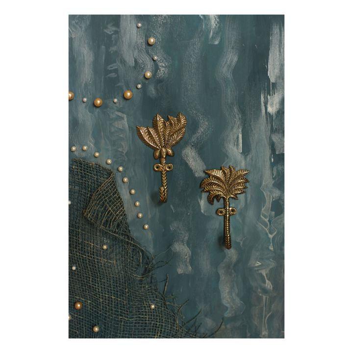 Kleiderhaken Devi Palmtree aus recyceltem Messing - 2er-Set | Goldbraun- Produktbild Nr. 1