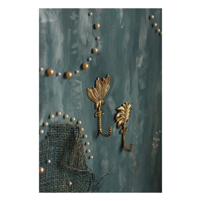 Devi Palmtree Recycled Brass Coat Hooks - Set of 2 | Golden brown