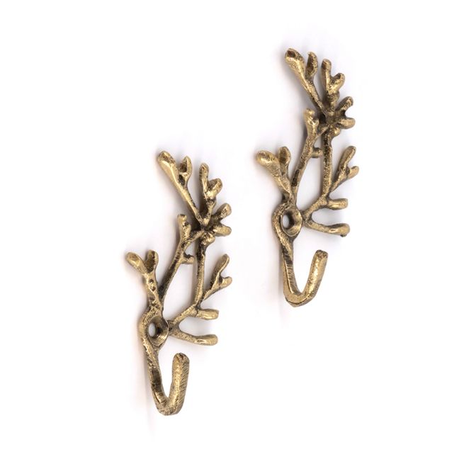 Marie Cora Coat Hooks in Recycled Brass - Set of 2 | Golden brown