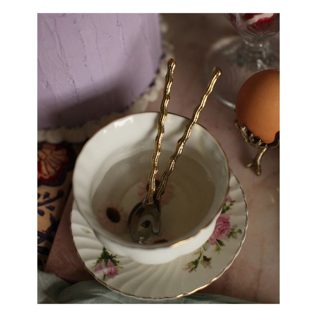 Cucharas de café Wavy - Juego de 2 | Marrón Dorado