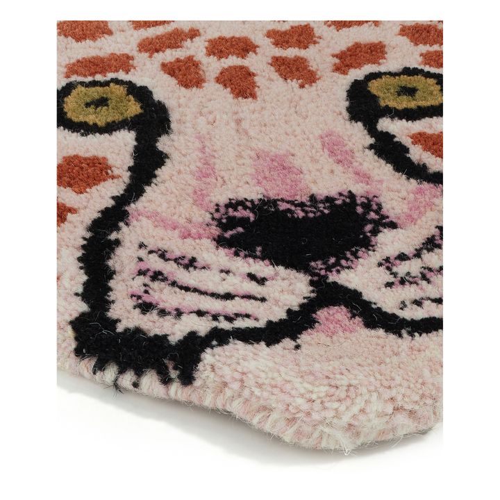 Alfombra de lana con cabeza de leopardo Pinky | Rosa- Imagen del producto n°3