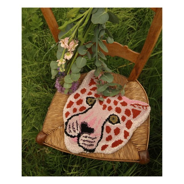 Tapis tête de léopard Pinky en laine | Rose