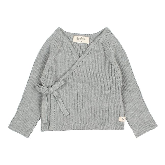 Organic Cotton Wrap Over Knit Top | Salvia