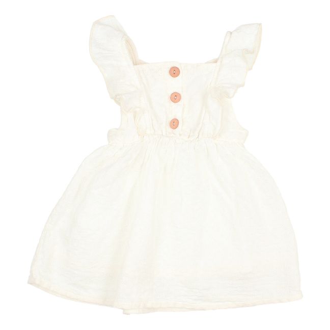 Textured Responsible Cotton Baby Dress | Ecru