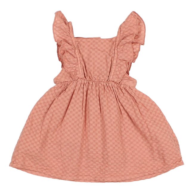 Textured Responsible Cotton Baby Dress | Terracotta