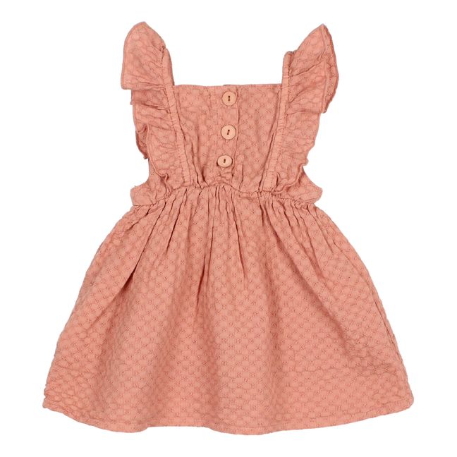 Textured Responsible Cotton Baby Dress | Terracotta