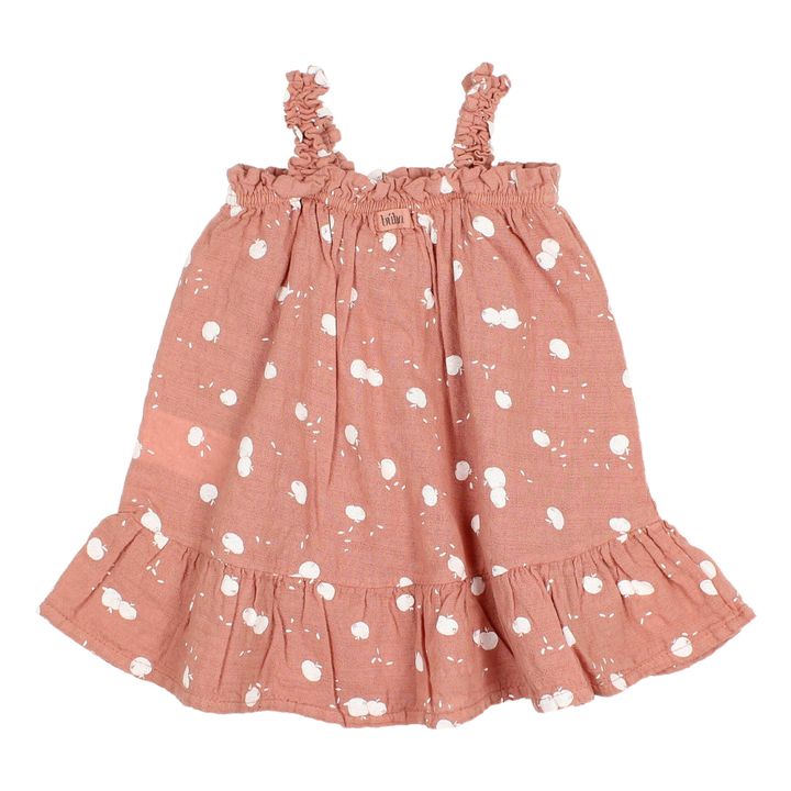 Búho Apples Organic Cotton Gauze Baby Dress Terracotta Smallable