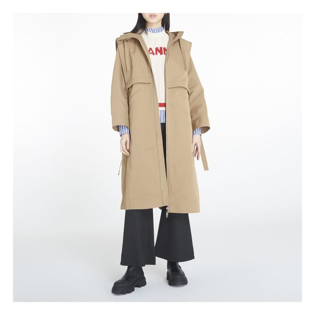 Mantel Oversized mit Kapuze | Kamelbraun